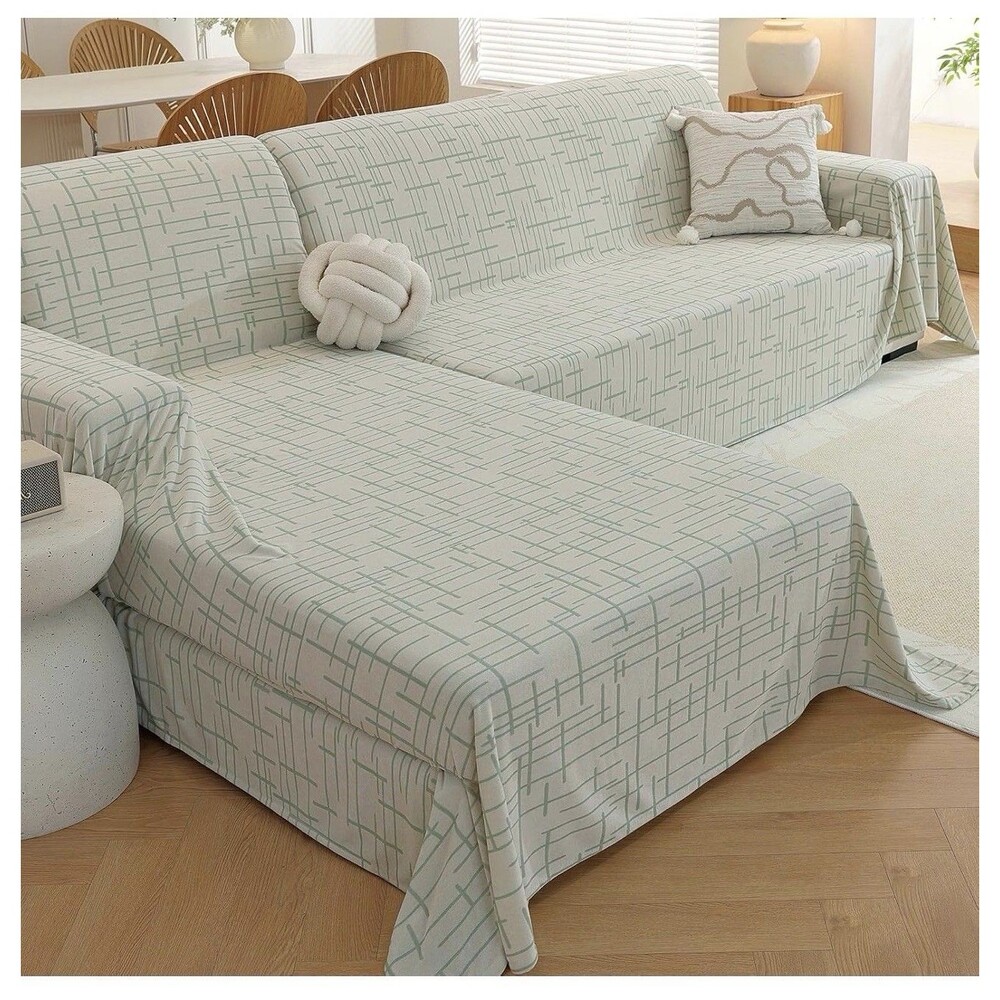 L Shaped Sectional Couch Cover; Washable Pet Sofa Blanket; XXLarge Blue